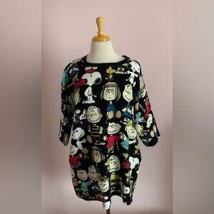 Peanuts Gang Cartoon Print Top - Black Multicolor